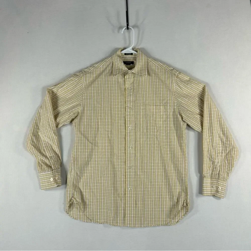 J. Crew Yellow Button Down Men’s Small S Collared Long Sleeve 100% Cotton Pocket